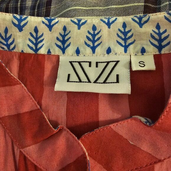 ZZ Striped Linen Button Up Blouse Sz S - Picture 4 of 4